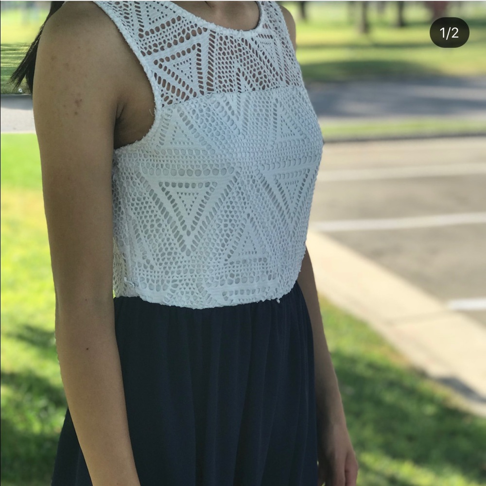 White and navy dress